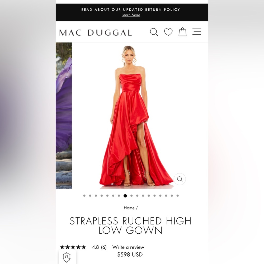 Red asymmetrical dress - Mac Duggal - Picture 5 of 5